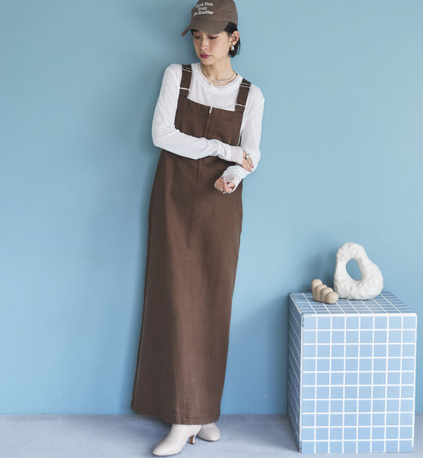 Doux archives「ピグメント加工フロントＺＩＰジャンスカ」|ジャンパースカート|