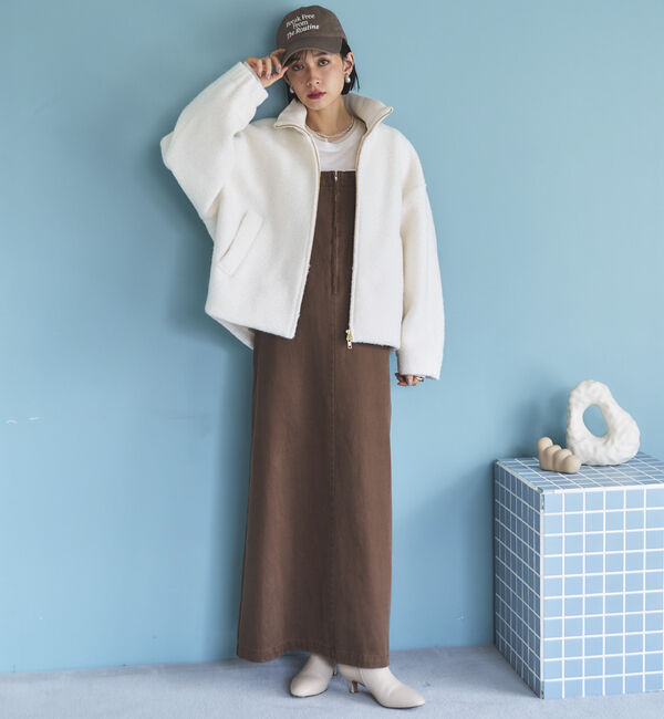 Doux archives「ピグメント加工フロントＺＩＰジャンスカ」|ジャンパースカート|