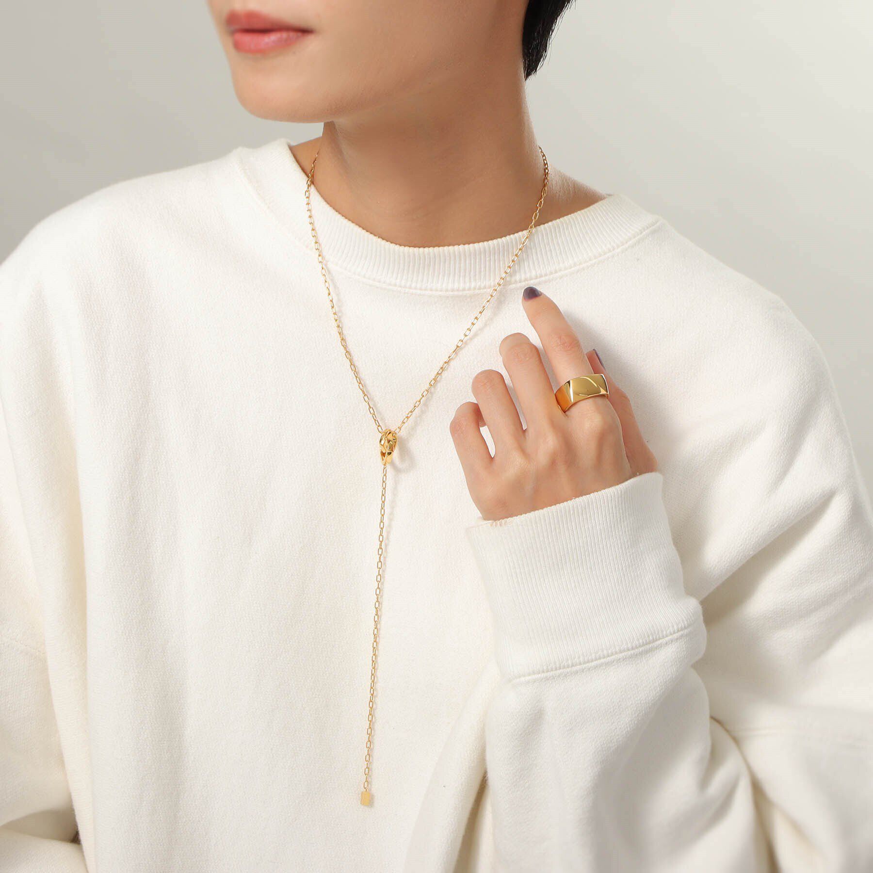 COCOSHNIK ONKITSCH「シルバー ツイストスクエア リングL GP」|リング|