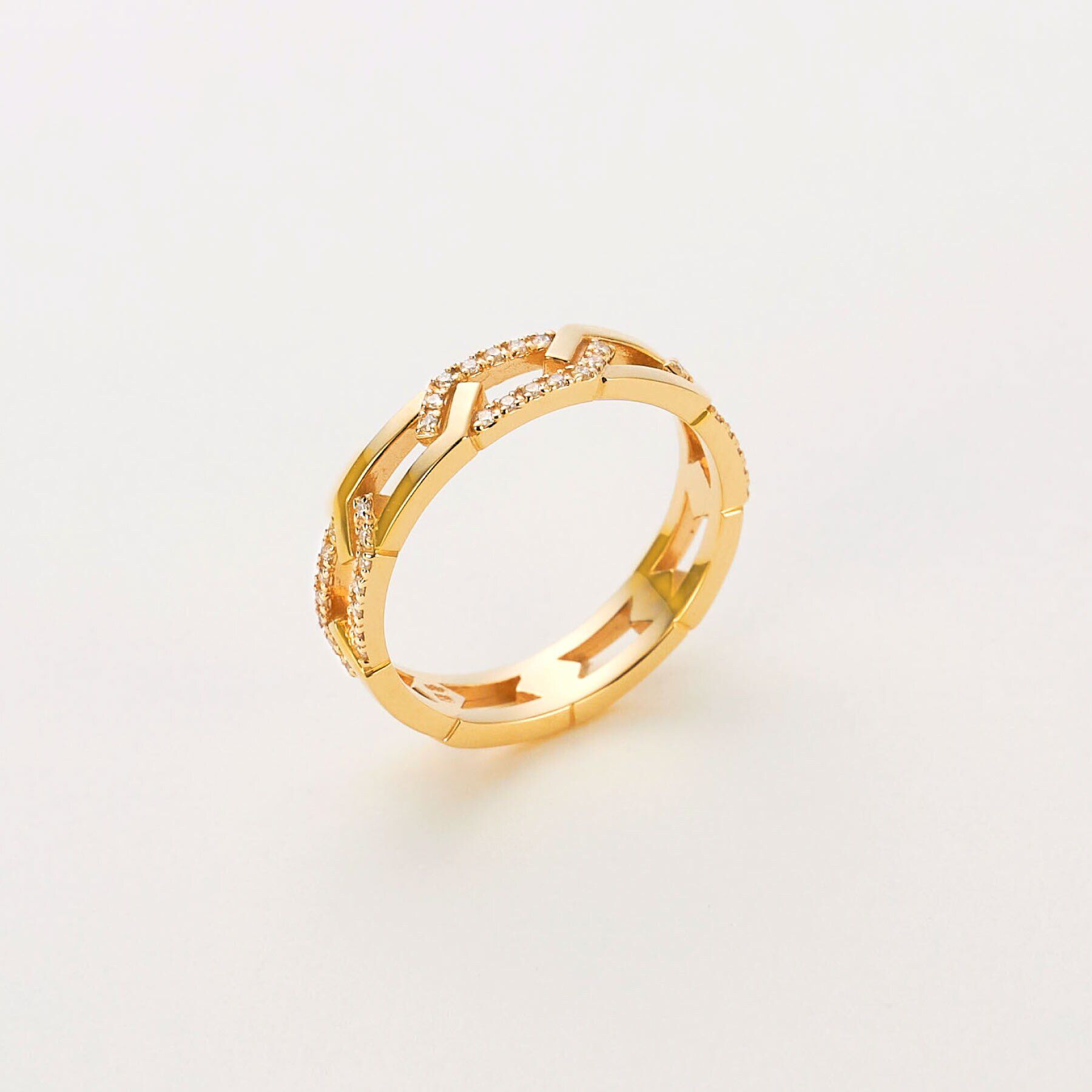 COCOSHNIK「K10ダイヤモンド ヘキサゴンチェーンモチーフ リング」|リング|