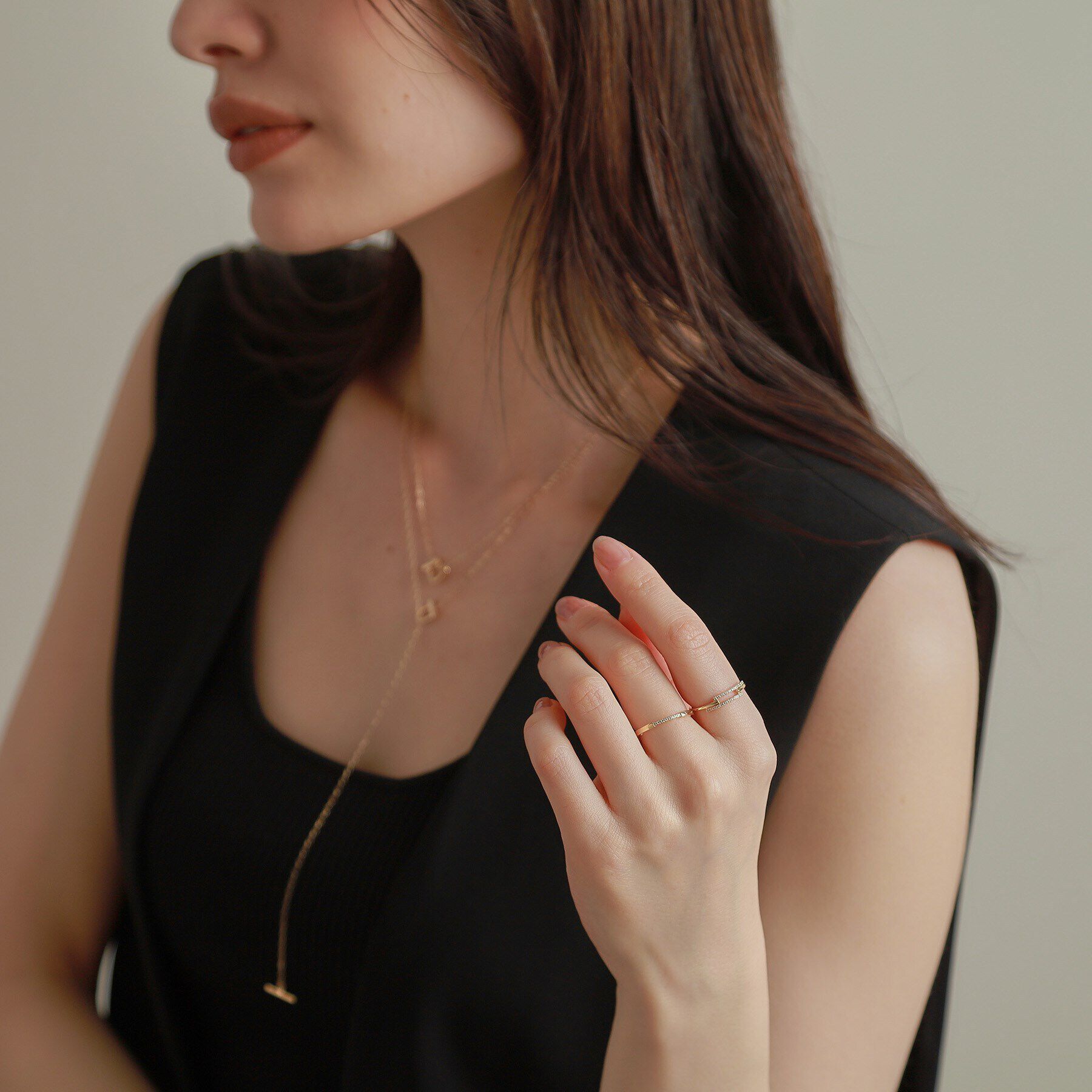 COCOSHNIK「K10ダイヤモンド センターステップ リング」|リング|