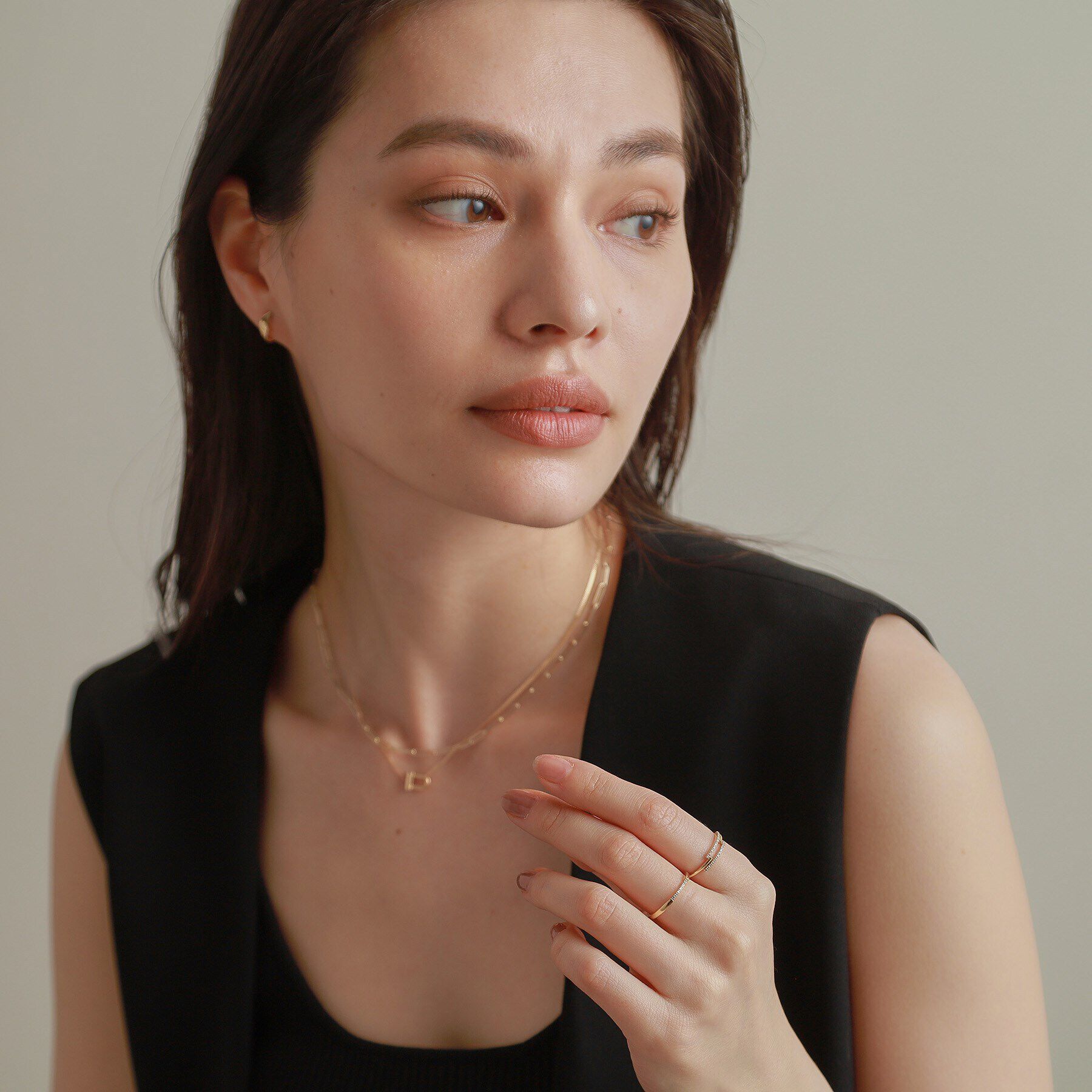 COCOSHNIK「K10ダイヤモンド センターステップ リング」|リング|