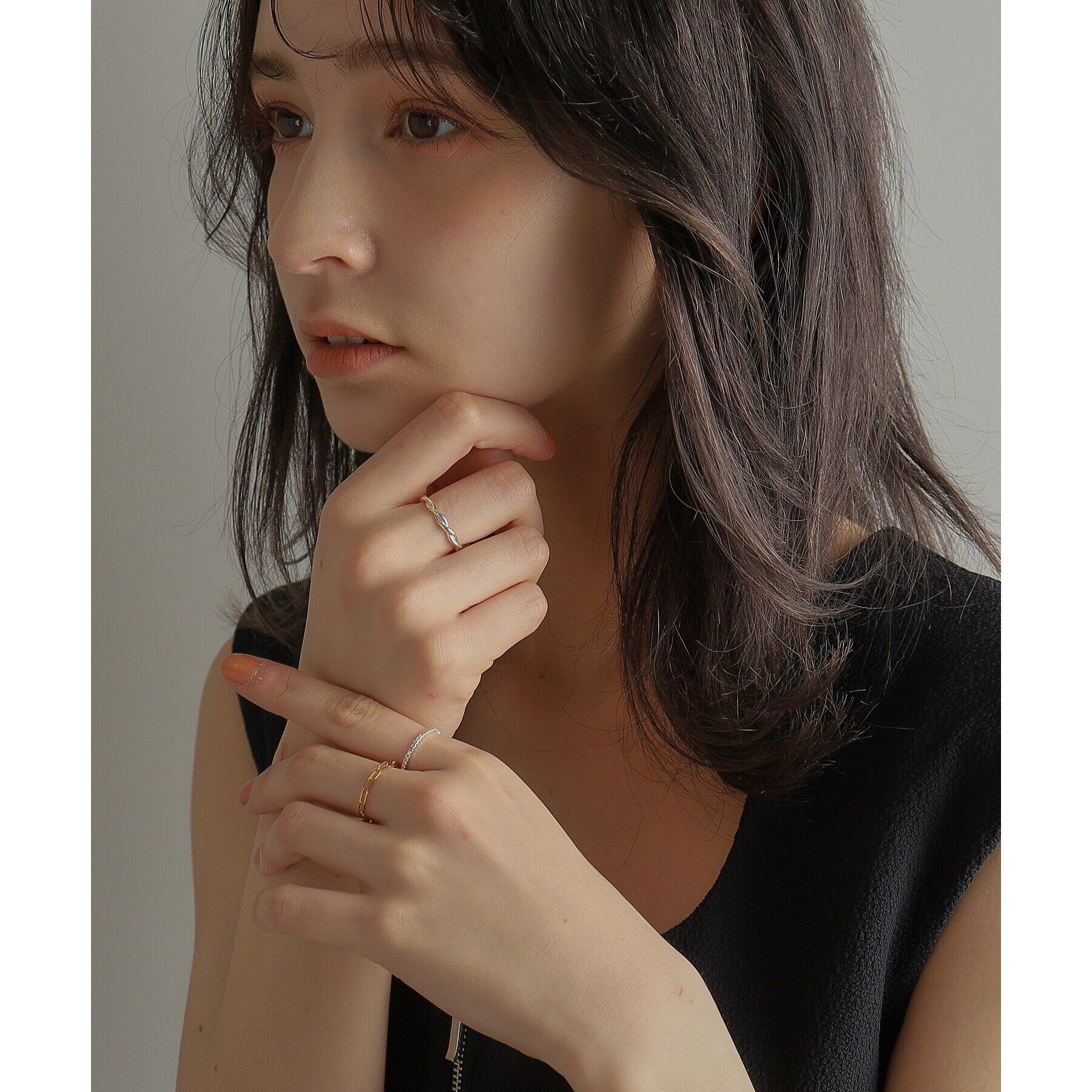 COCOSHNIK ONKITSCH「シルバー チェーンリング フラットケーブル GP」|リング|