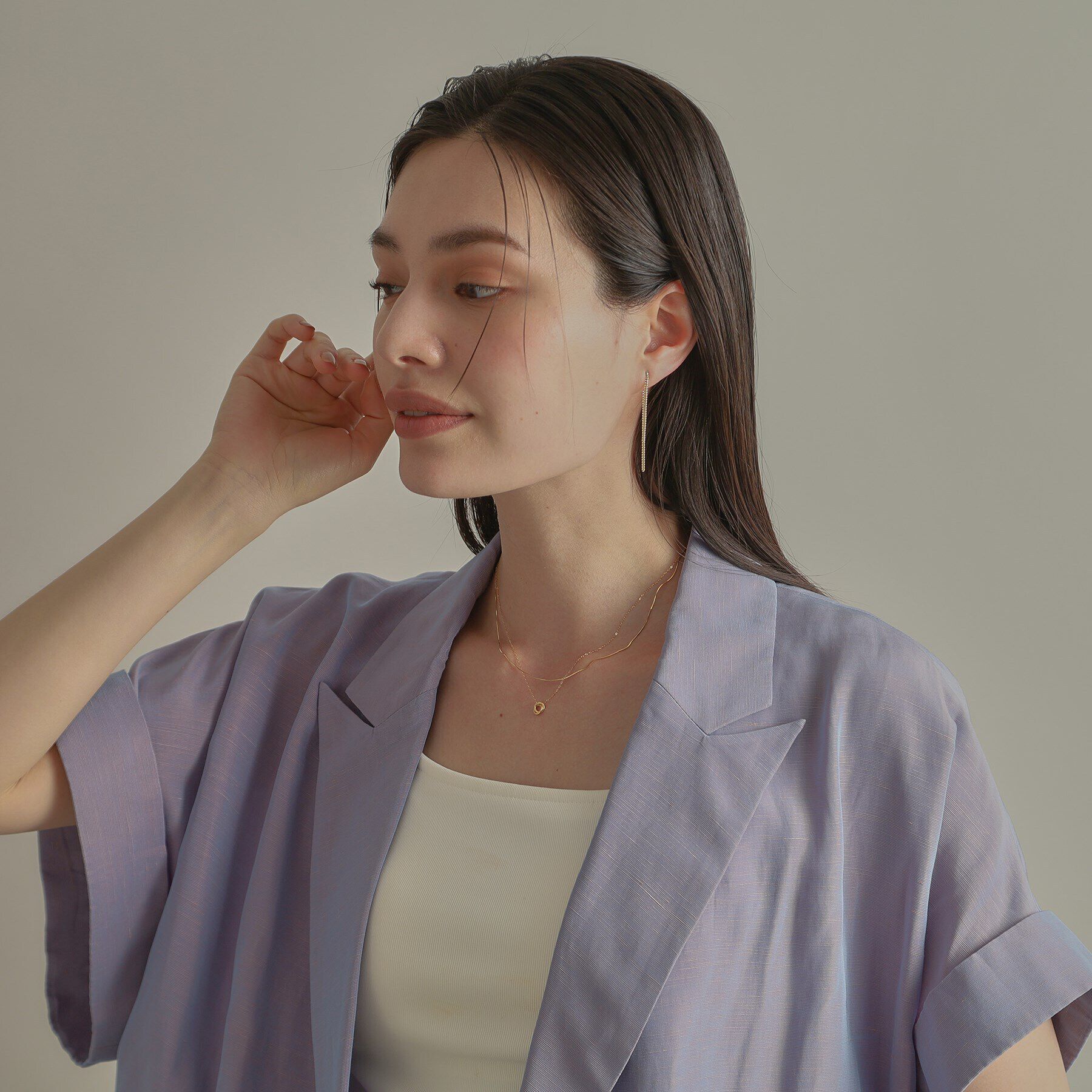 COCOSHNIK「K18ダブルサークル ネックレス」|ネックレス|