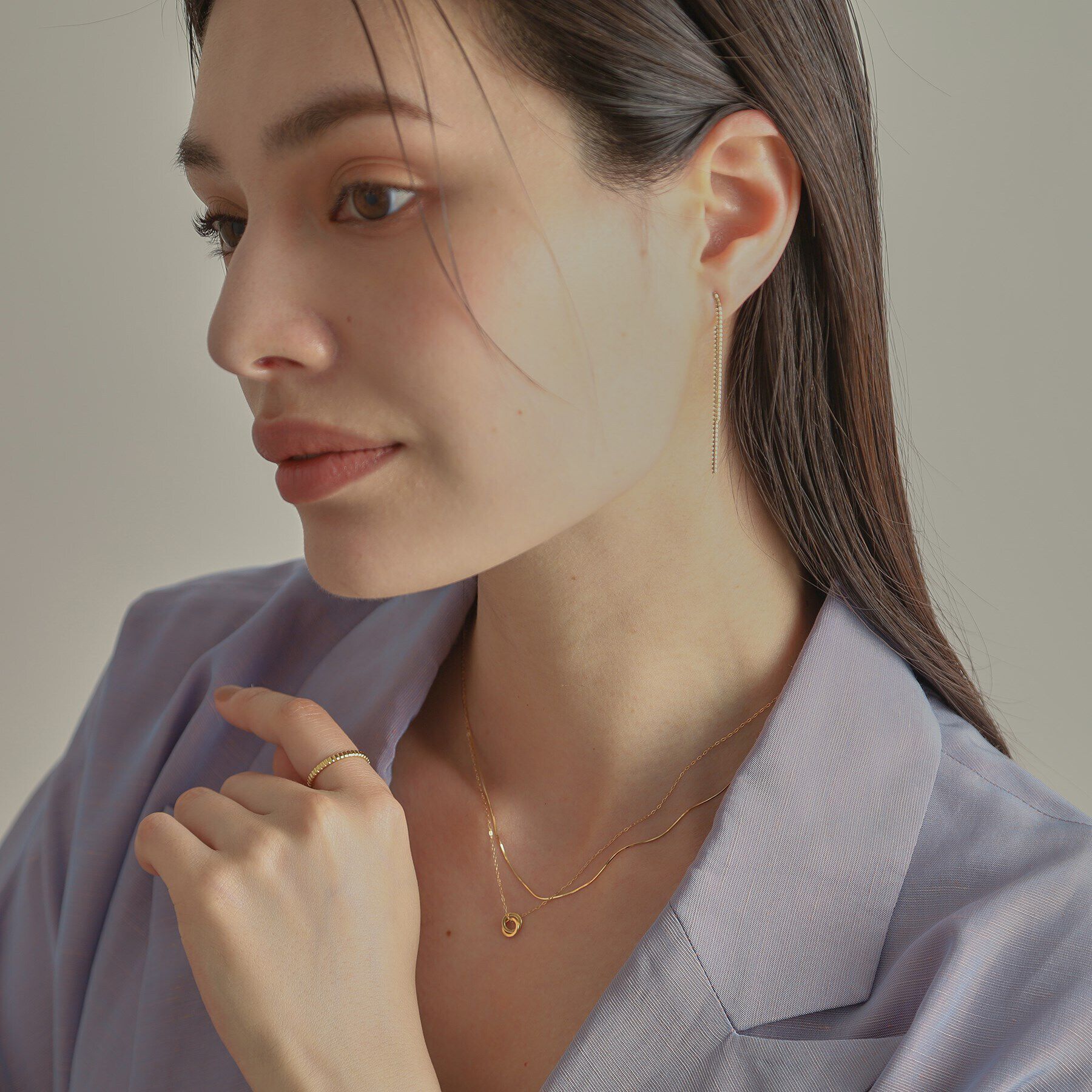 COCOSHNIK「K18ダブルサークル ネックレス」|ネックレス|