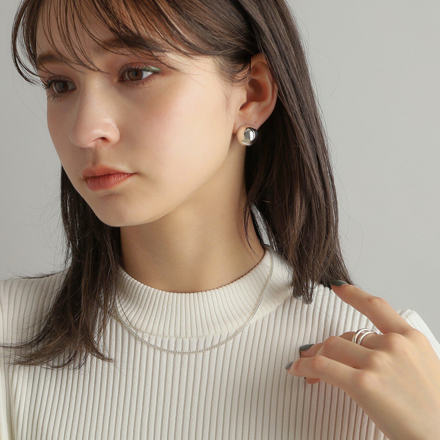 COCOSHNIK ONKITSCH「シルバー デザインチェーン カーブネックレス」|ネックレス|