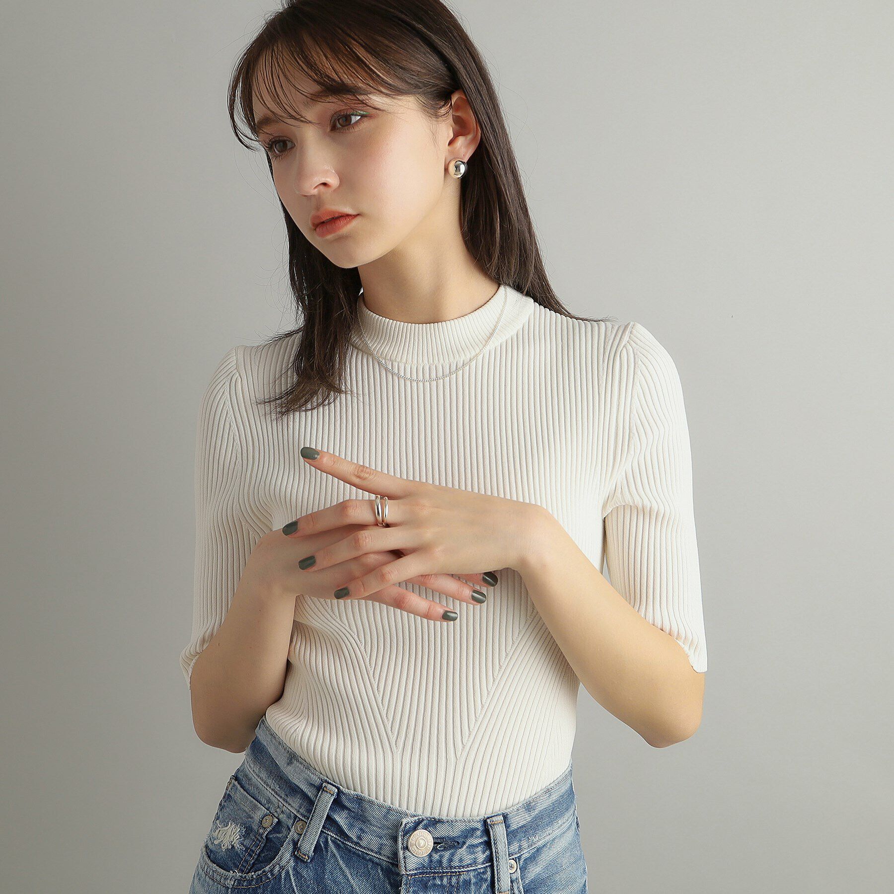 COCOSHNIK ONKITSCH「シルバー デザインチェーン カーブネックレス」|ネックレス|