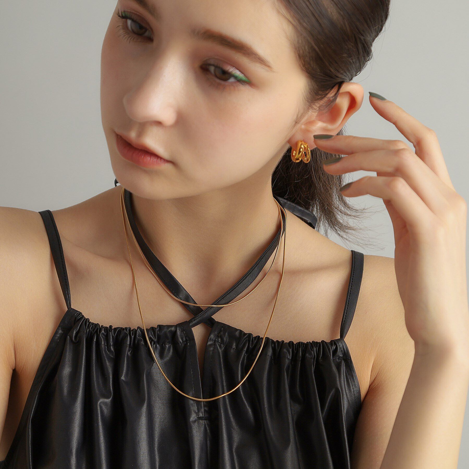 COCOSHNIK ONKITSCH「シルバー デザインチェーン スネークネックレス（90cm） GP」|ネックレス|