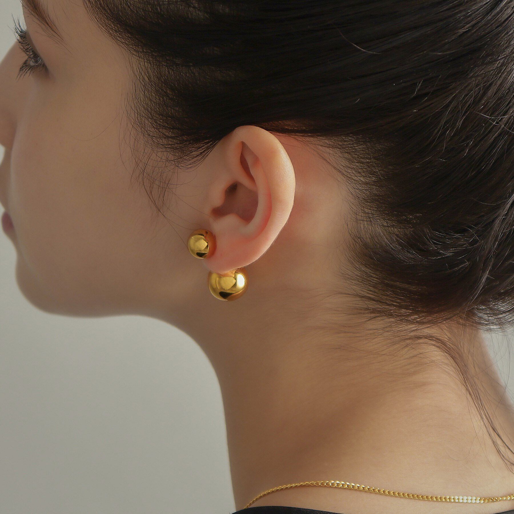 COCOSHNIK ONKITSCH「シルバー ホロウピアス ボール フロントバック GP」|ピアス|