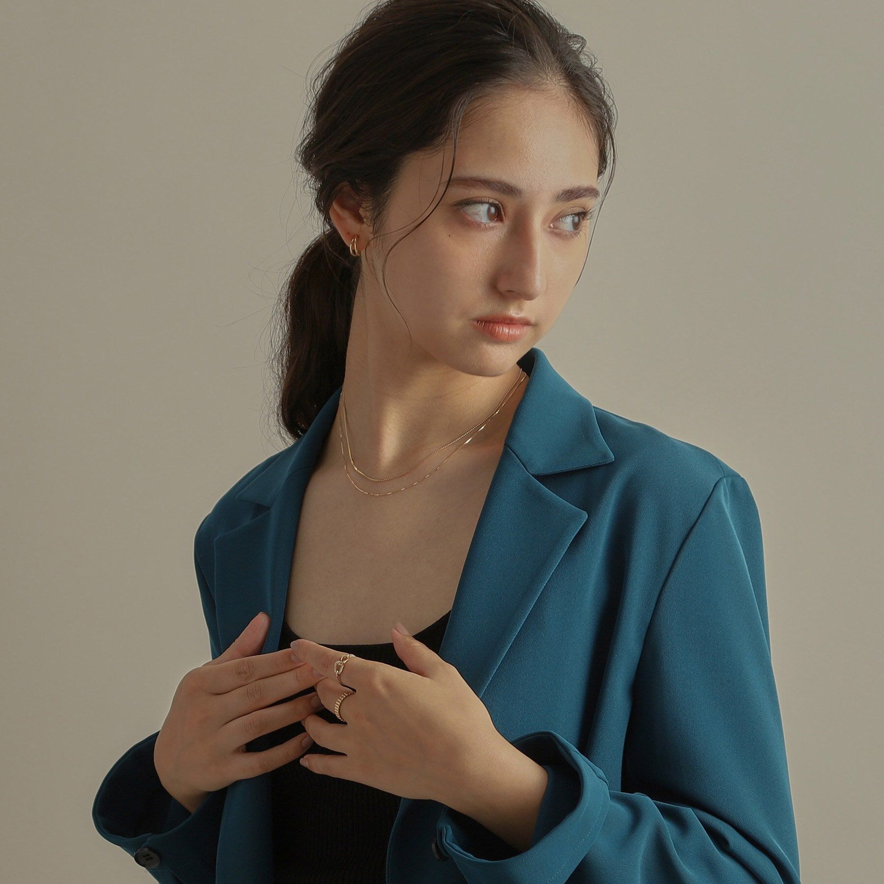 COCOSHNIK「K10ダイヤモンド キヘイリンクチェーン リング」|リング|