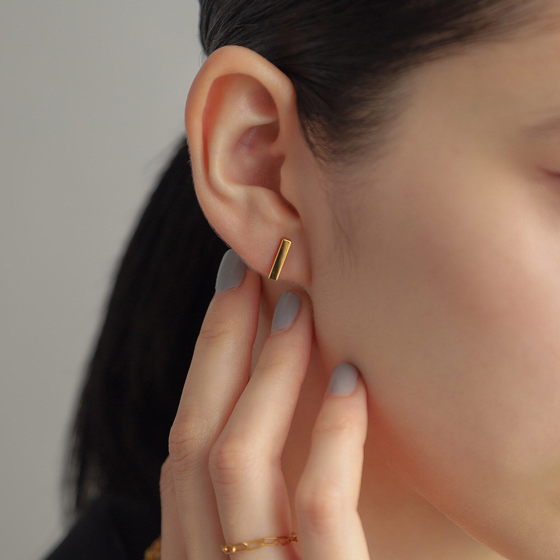 COCOSHNIK ONKITSCH「シルバー レクタングル スタッドピアス GP」|ピアス|