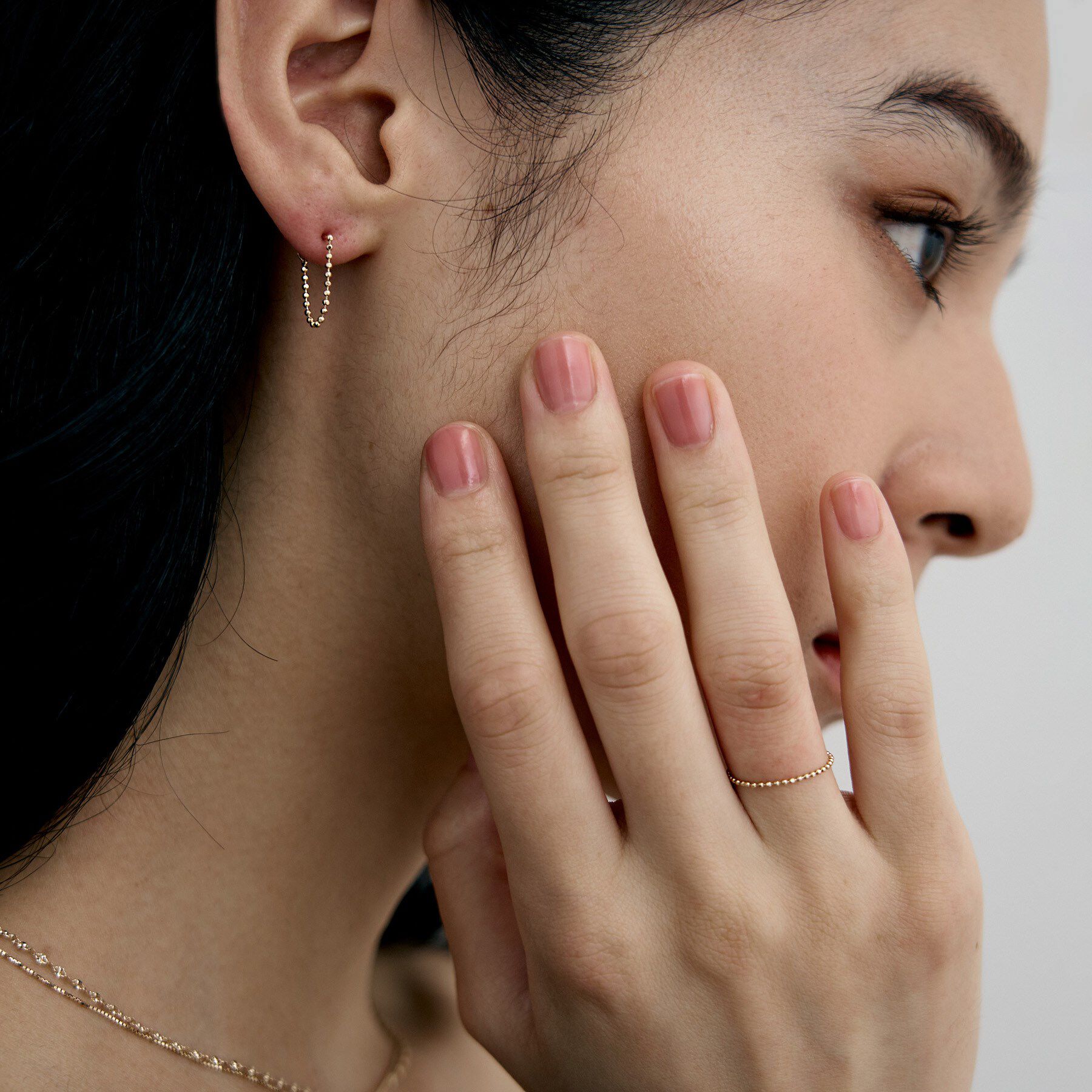 COCOSHNIK ONKITSCH「K10カットボールチェーン フープピアス」|ピアス|