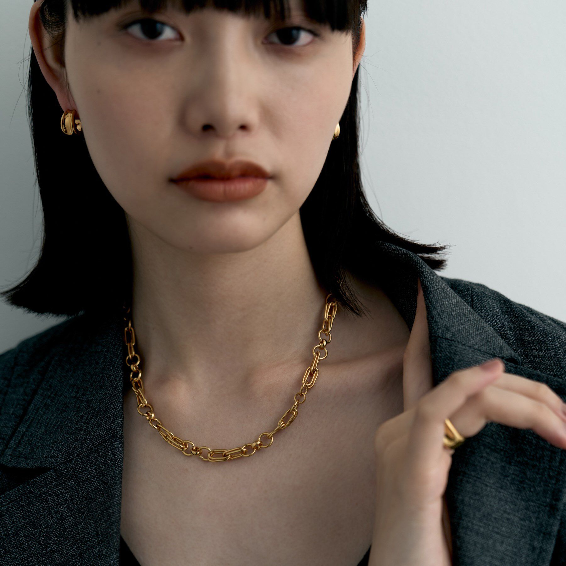 COCOSHNIK ONKITSCH「シルバー ミックスチェーン ダブルリンクネックレス GP」|ネックレス|