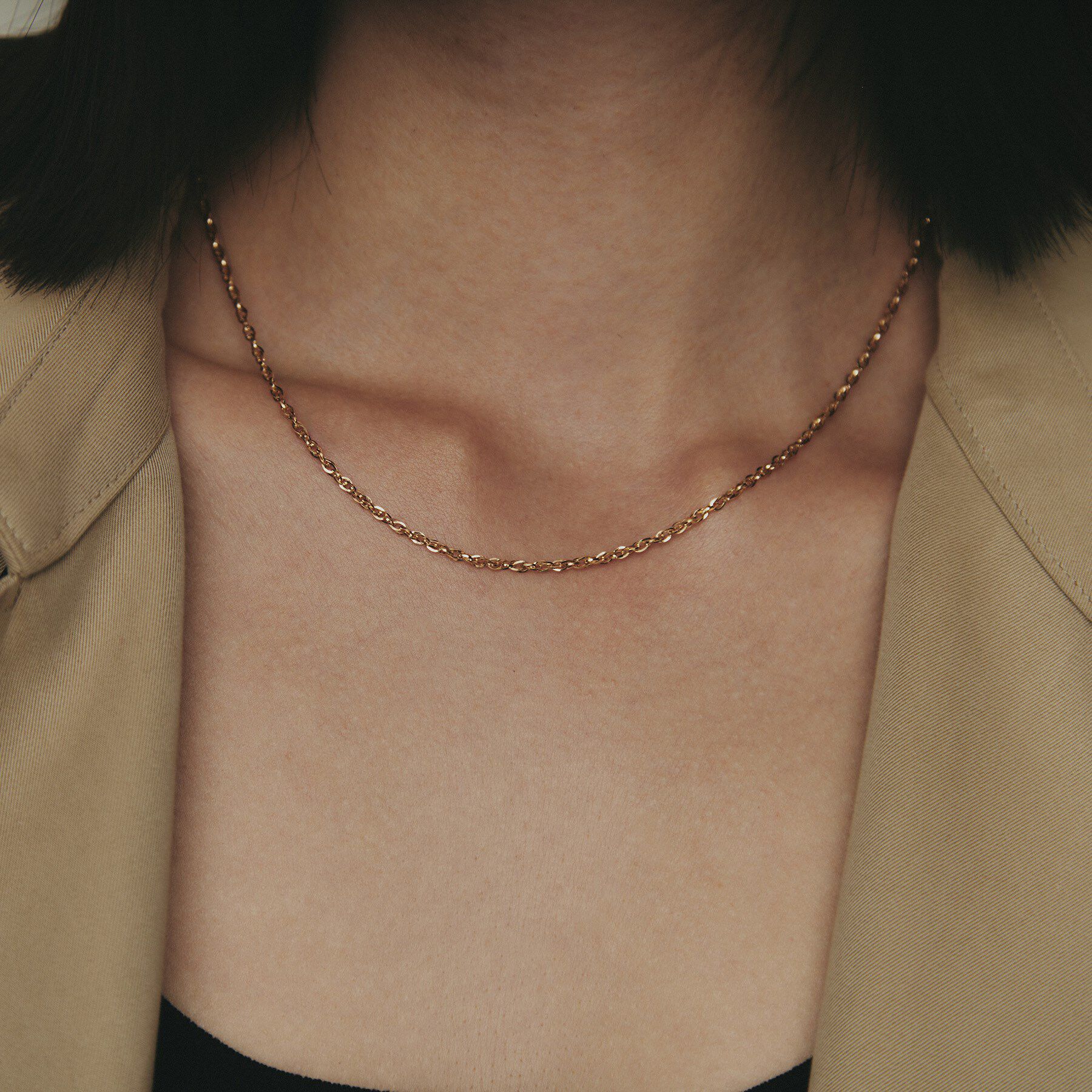 COCOSHNIK「K18角線スクリュー ネックレス」|ネックレス|