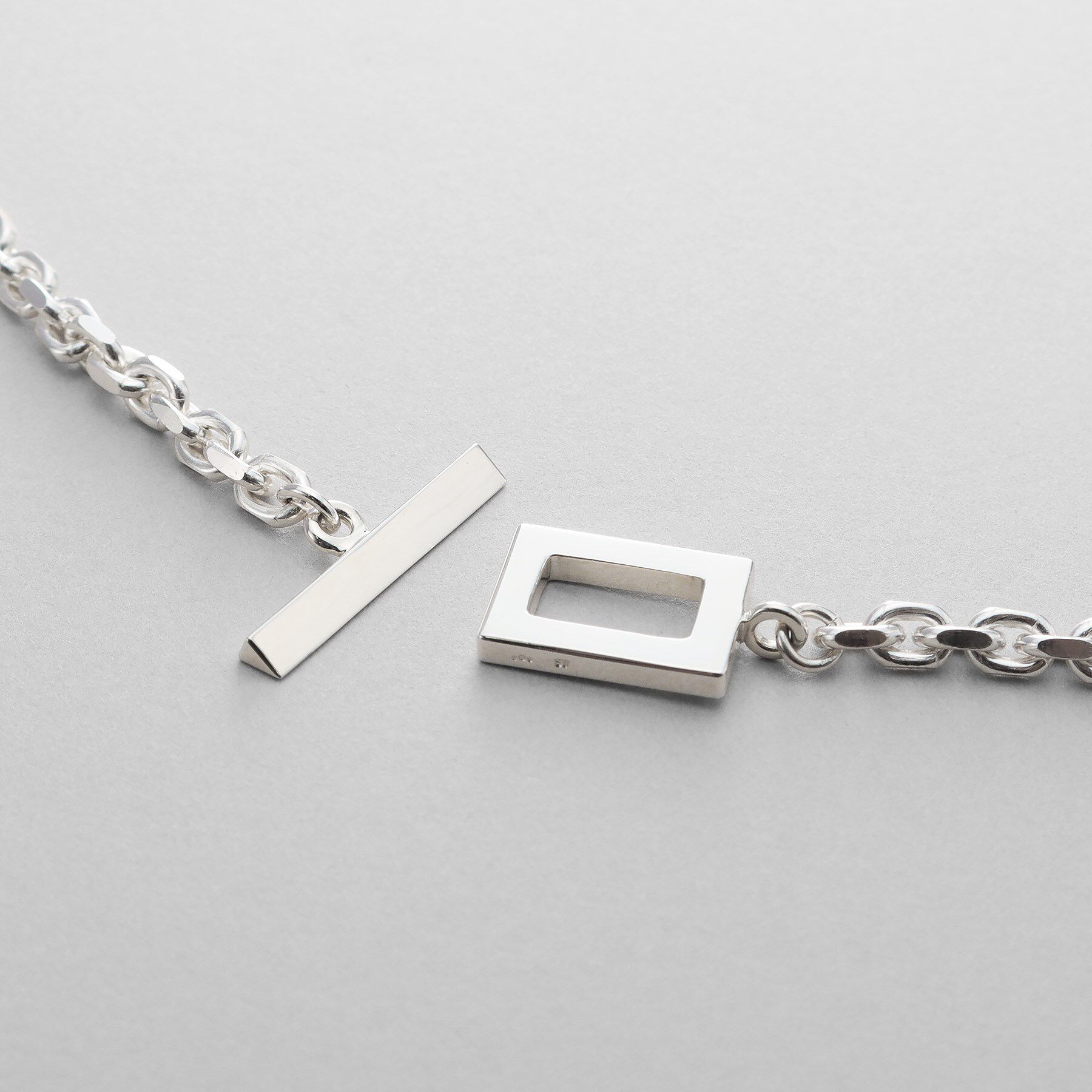 COCOSHNIK ONKITSCH「シルバー カットケーブルチェーン レクタングルマンテルネックレス（55cm）」|ネックレス|