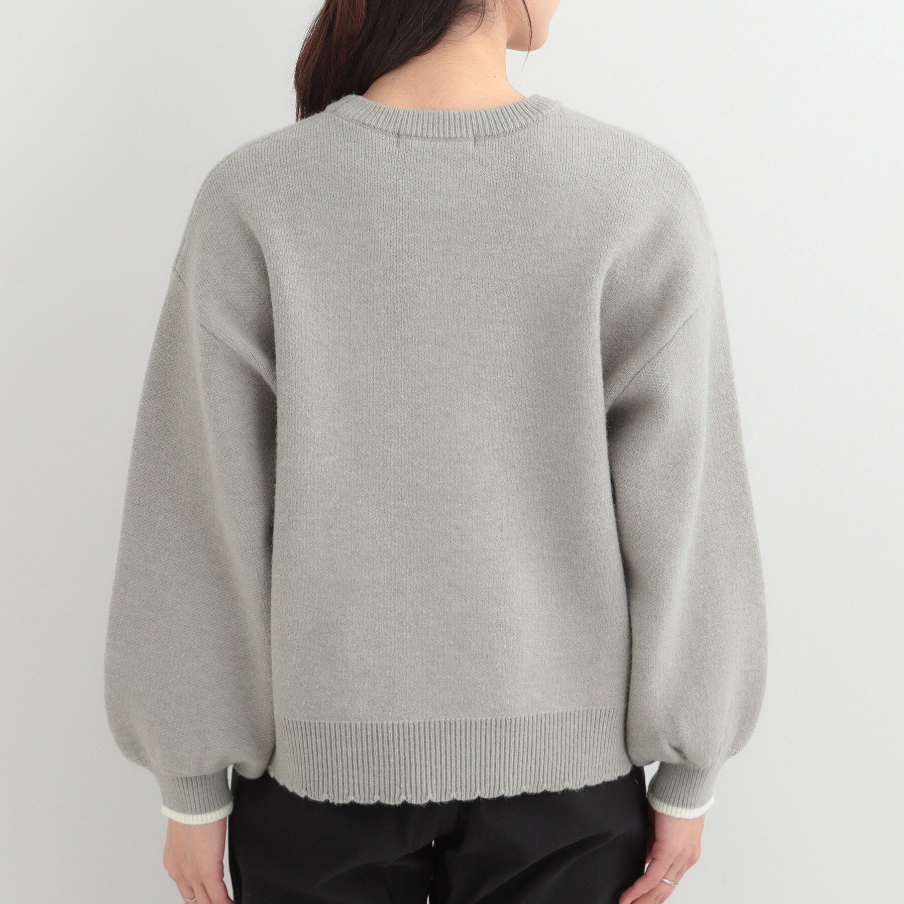 SHOO･LA･RUE「【S-LL】裾スカラップ配色コード刺繍ロゴニット」|ニット・セーター|