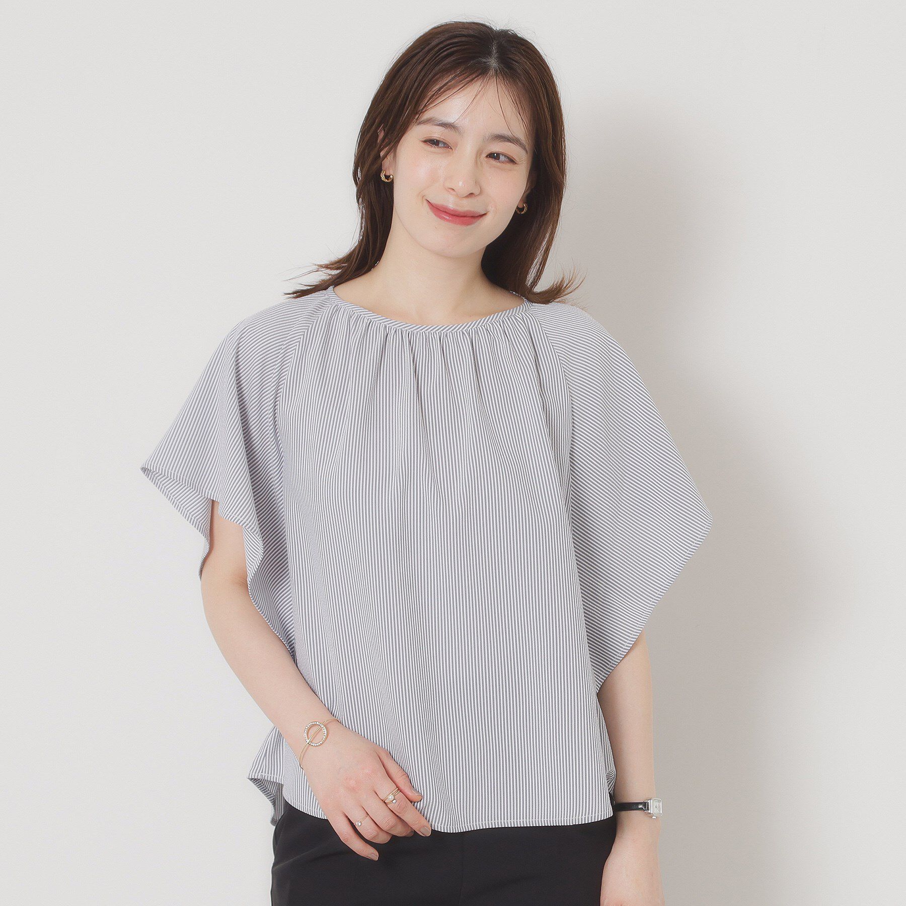 ITS&rsquo;DEMO「【清涼感／手洗い可】サッカーストライプブラウス」|シャツ・ブラウス|