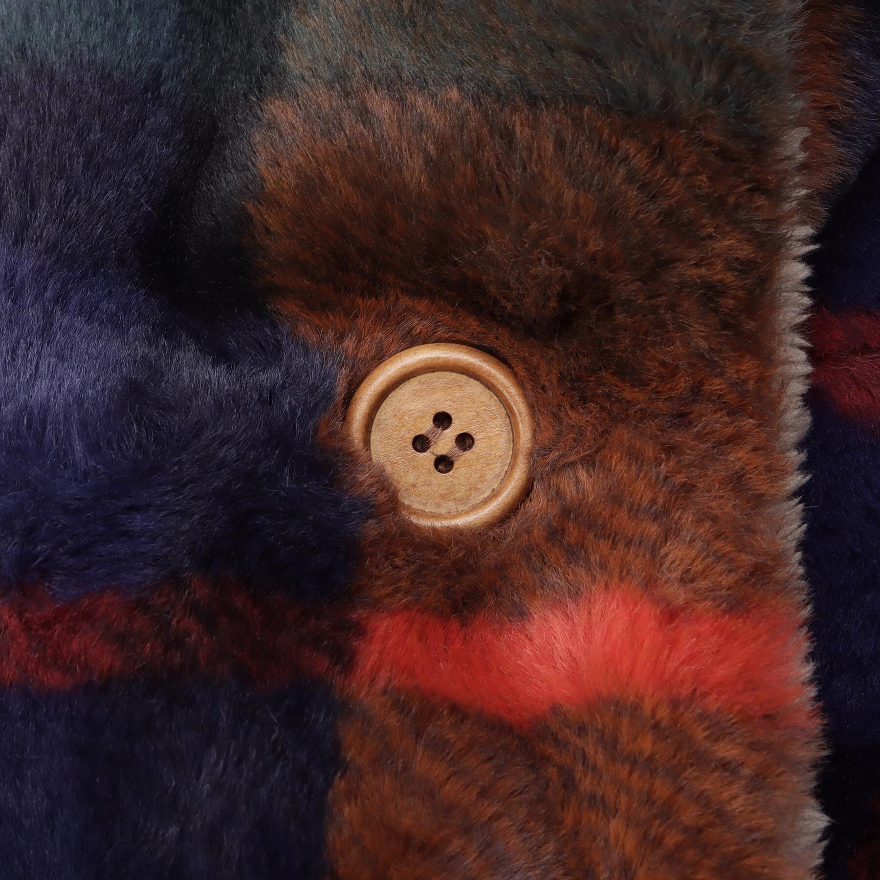 212 KITCHEN STORE「チェックファー ポンチョ ネイビー」|ブランケット|