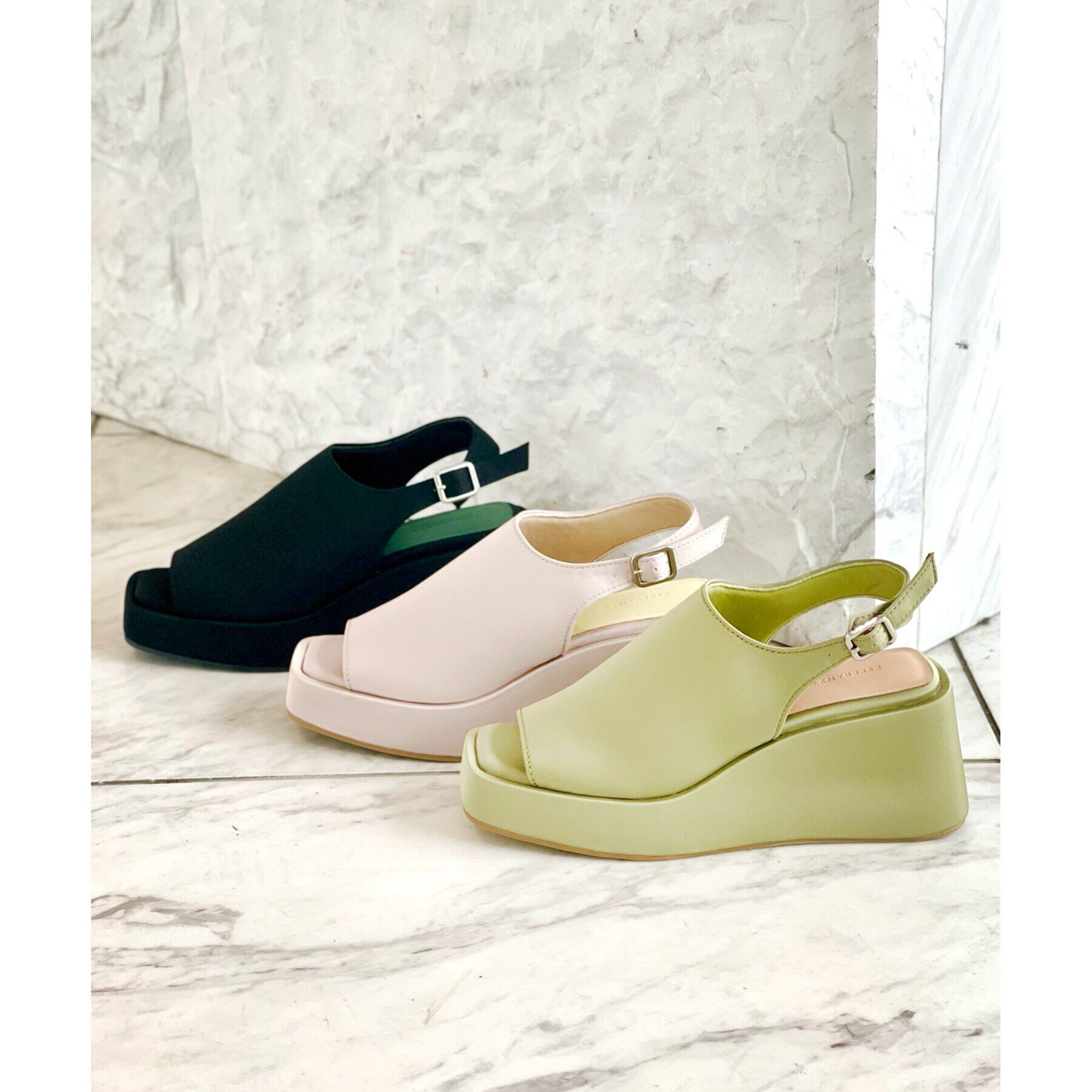 ESPERANZA「スクエアトゥバックベルト厚底サンダル」|サンダル|