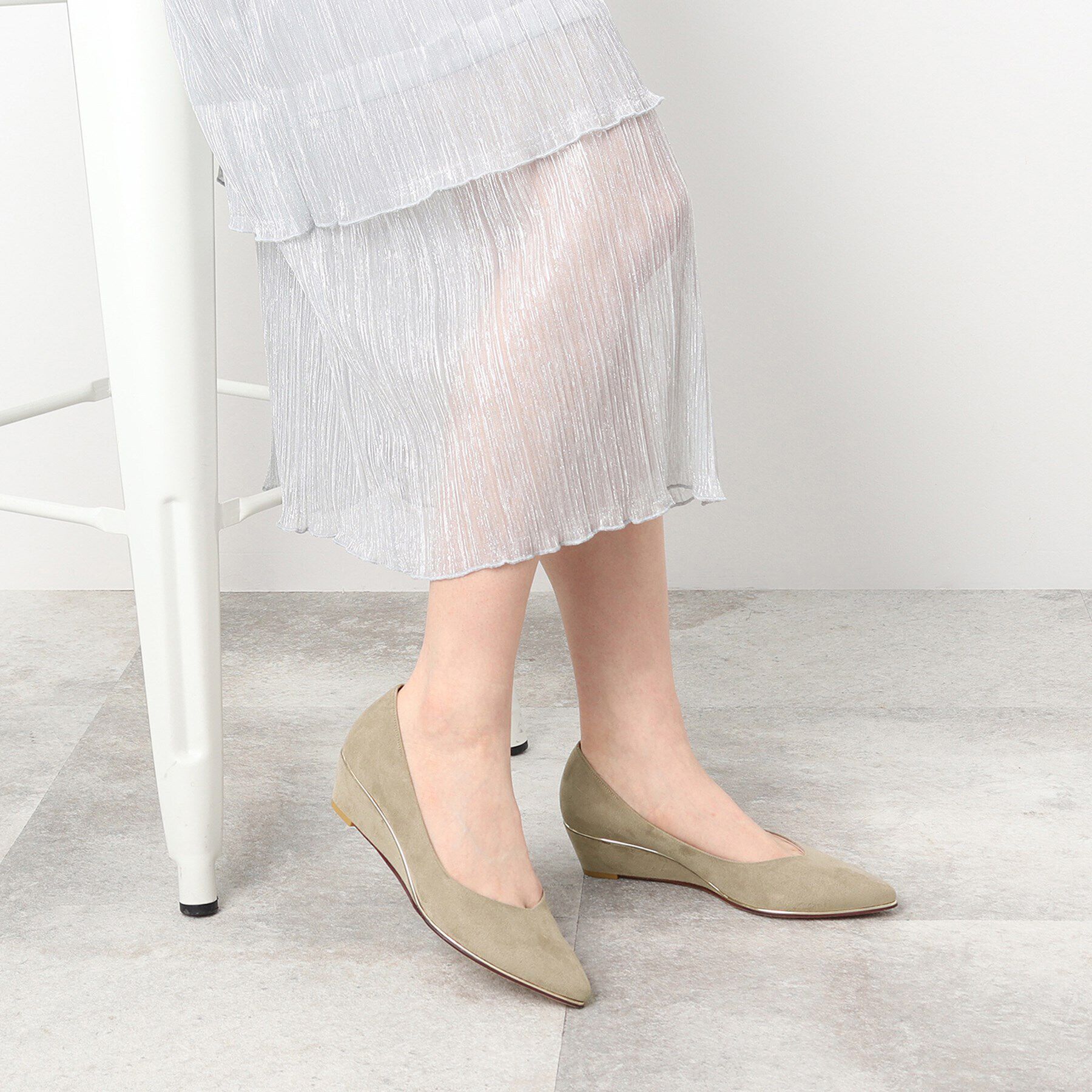 ESPERANZA「《定番》ポインテッドトゥウェッジパンプス」|パンプス|