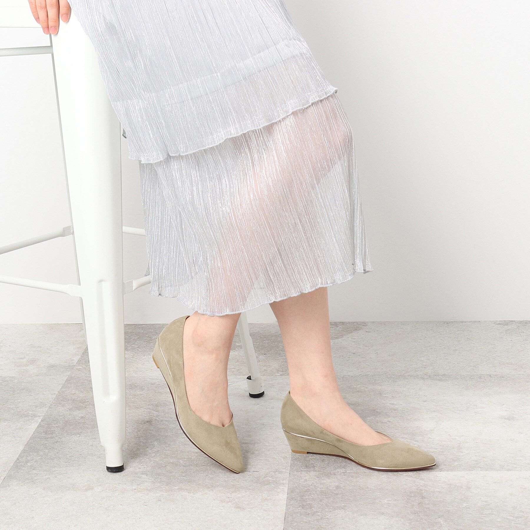 ESPERANZA「《定番》ポインテッドトゥウェッジパンプス」|パンプス|