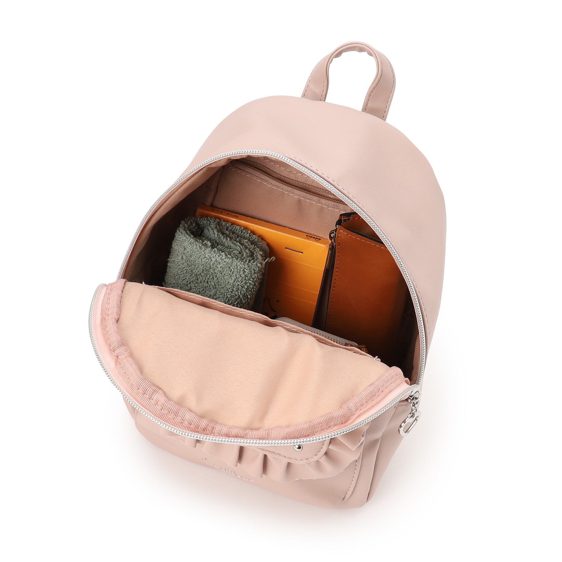 Ober Tashe「量産地雷 スタッズ南京錠付きフリルハートミニリュック」|リュック|