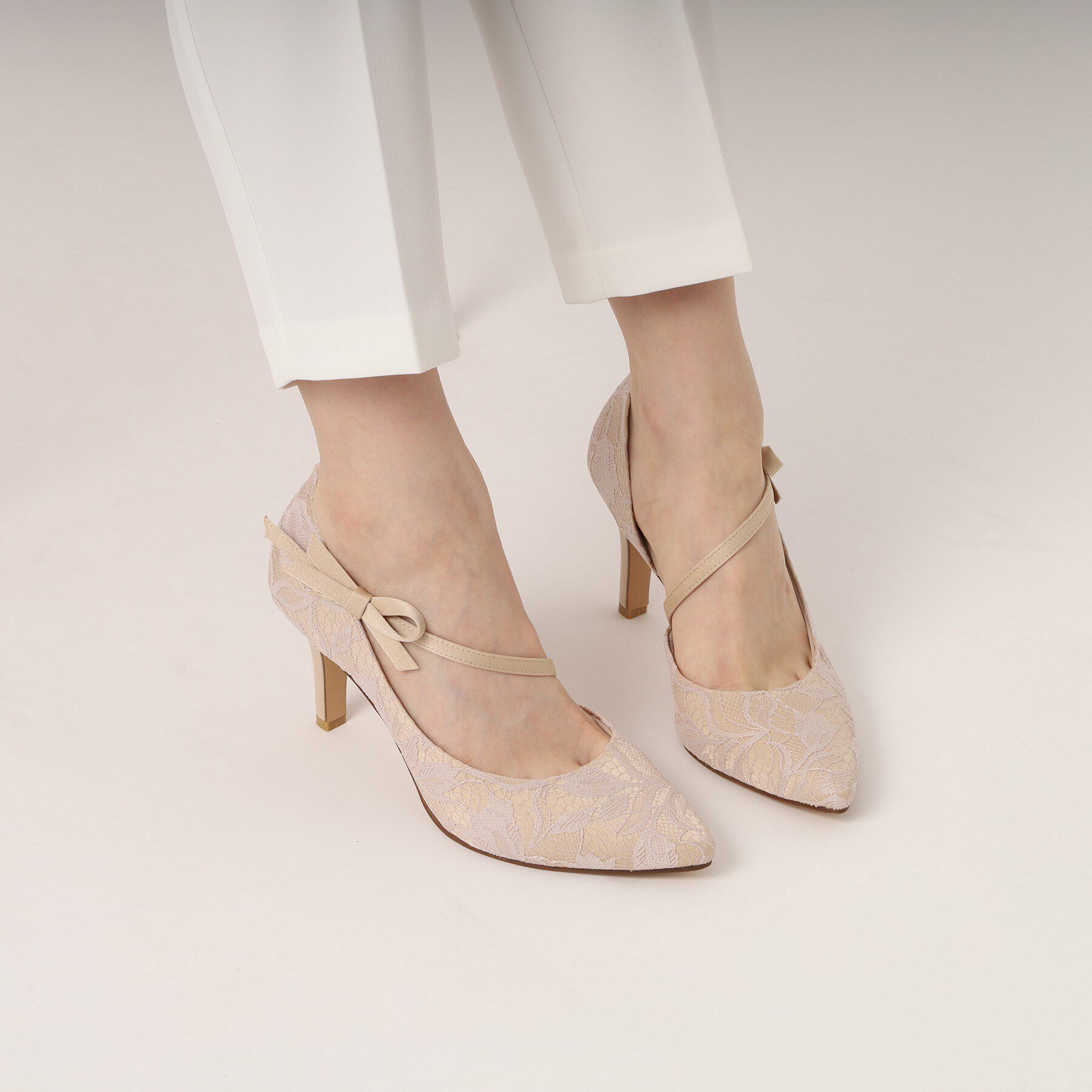 ESPERANZA「サイドオープンリボン付きパンプス」|パンプス|