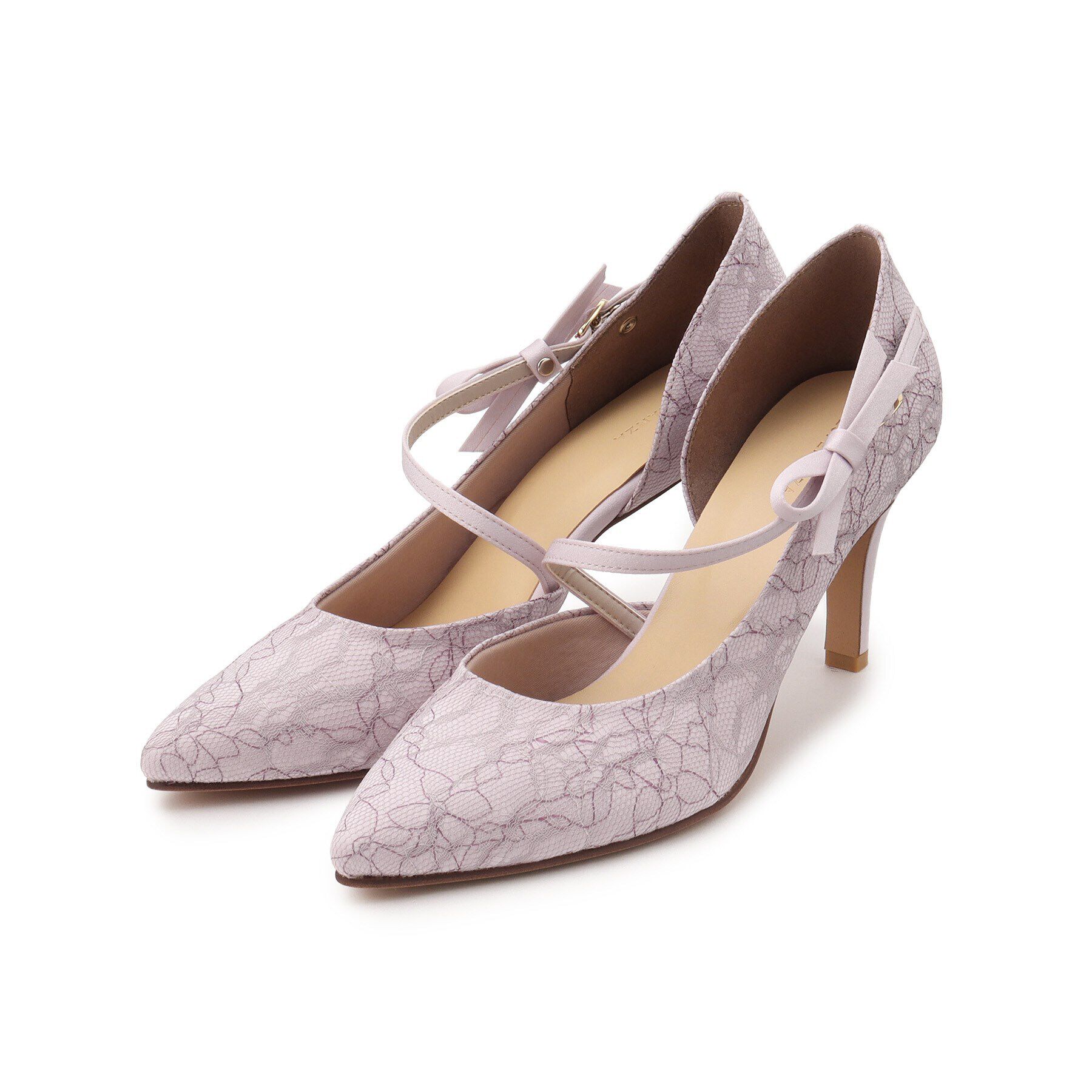 ESPERANZA「サイドオープンリボン付きパンプス」|パンプス|ﾊﾟｰﾌﾟﾙ(983)