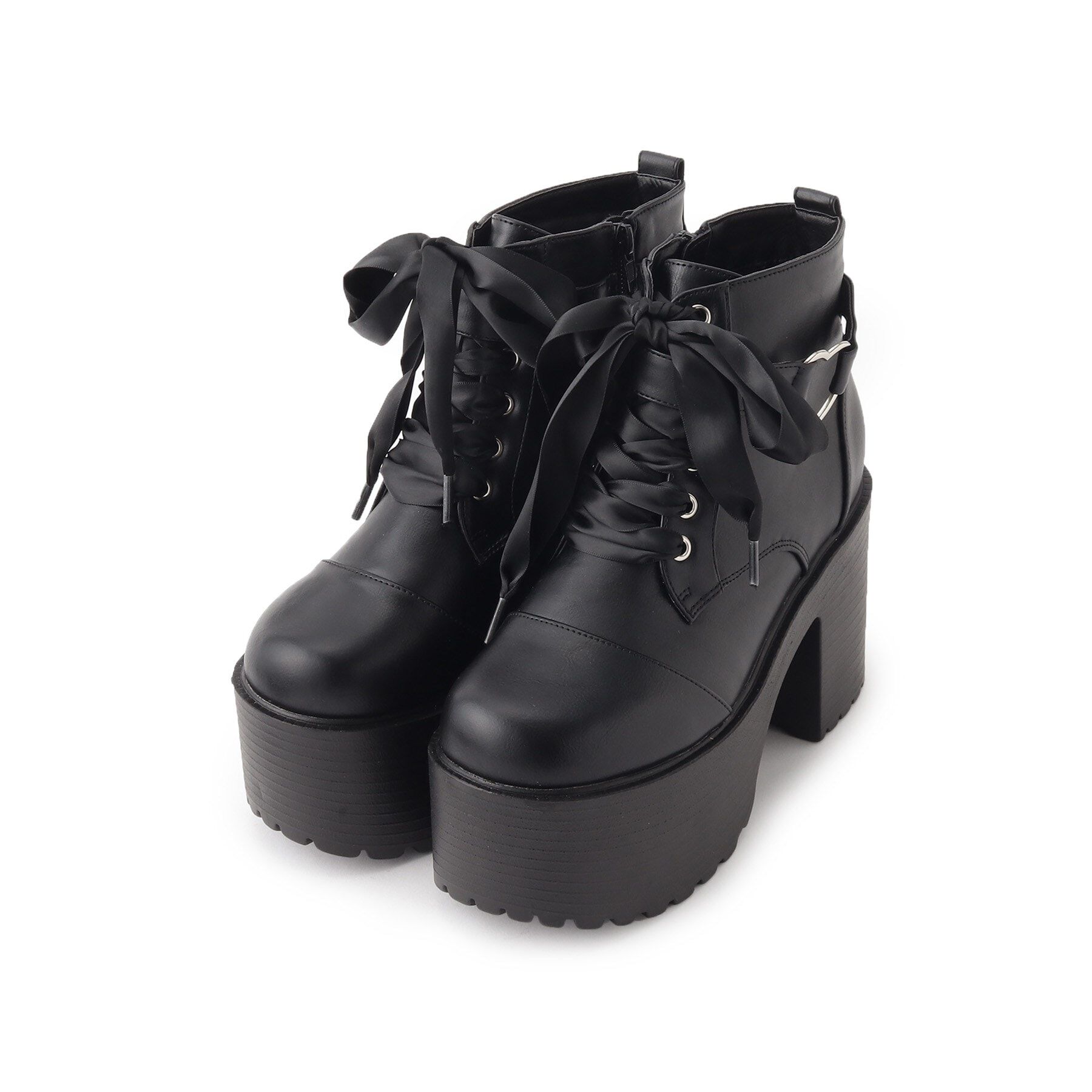 csT&P「厚底ハート付きレースアップブーツ　24SS」|ショートブーツ|