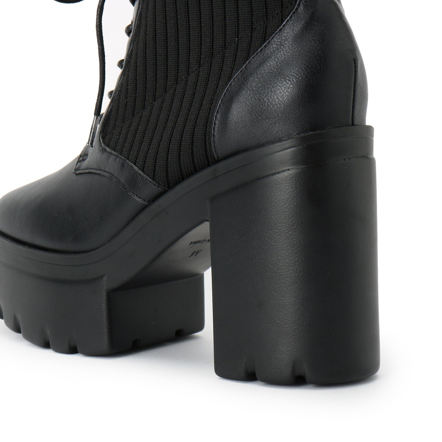 csT&P「厚底リブニットレースアップブーツ」|ショートブーツ|