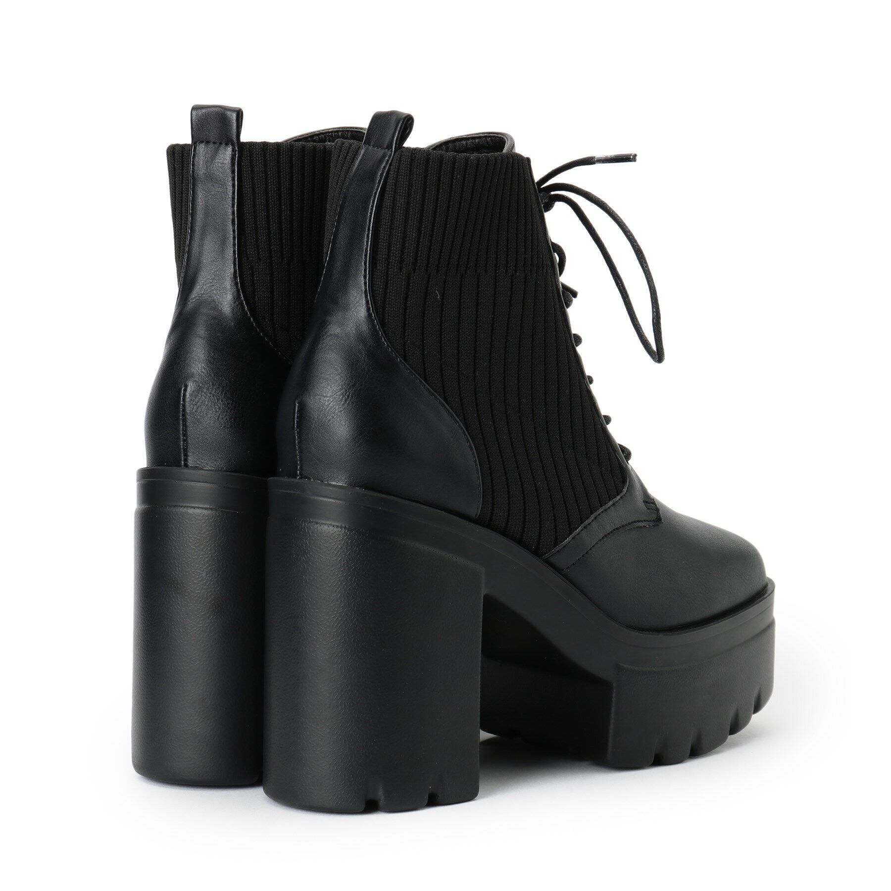 csT&P「厚底リブニットレースアップブーツ」|ショートブーツ|