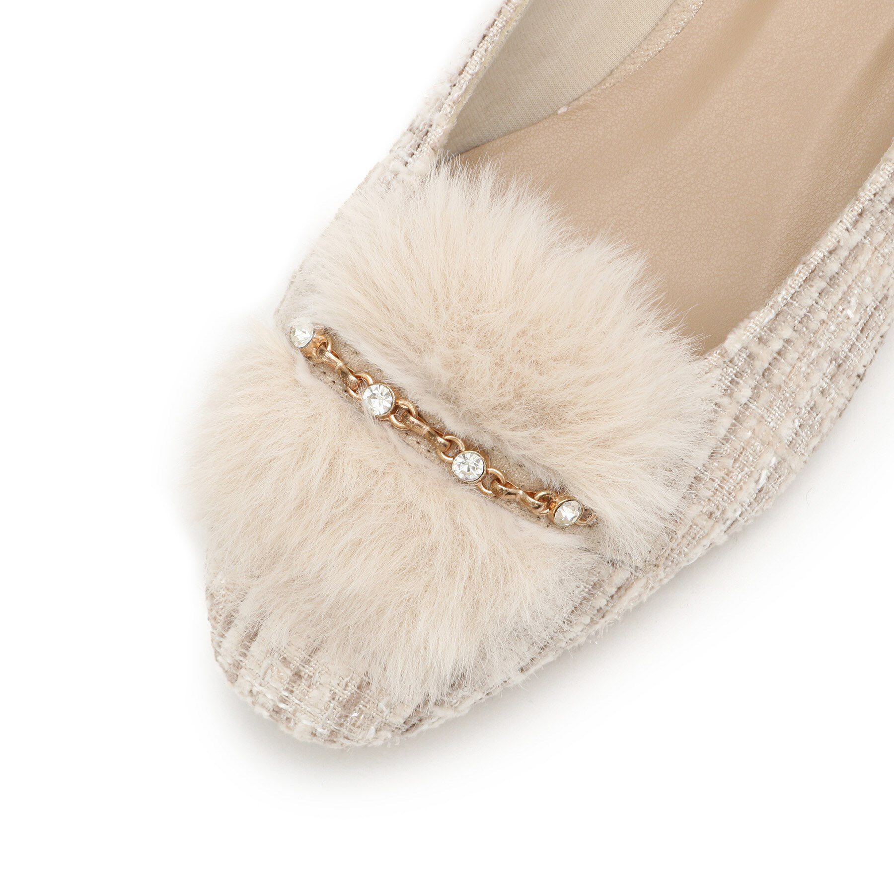 ESPERANZA「ビジューフェイクファーフラットパンプス」|パンプス|