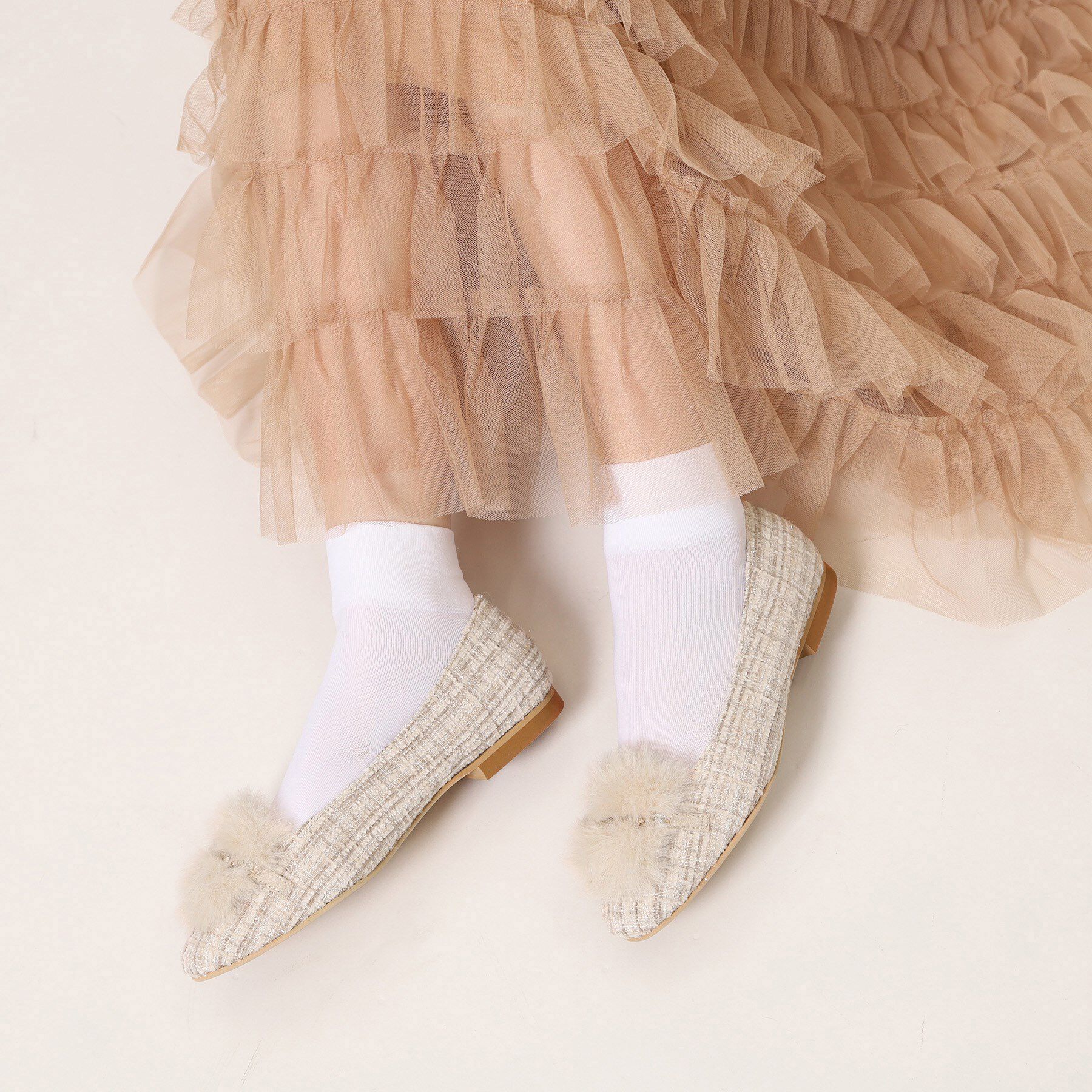 ESPERANZA「ビジューフェイクファーフラットパンプス」|パンプス|