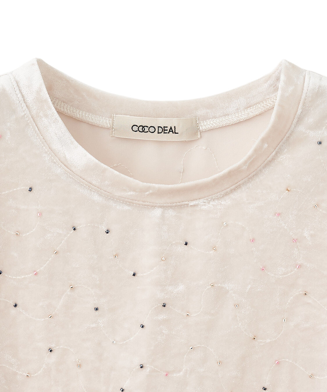 COCO DEAL「ビーズ刺繍ベロアTシャツ」|Tシャツ・カットソー|