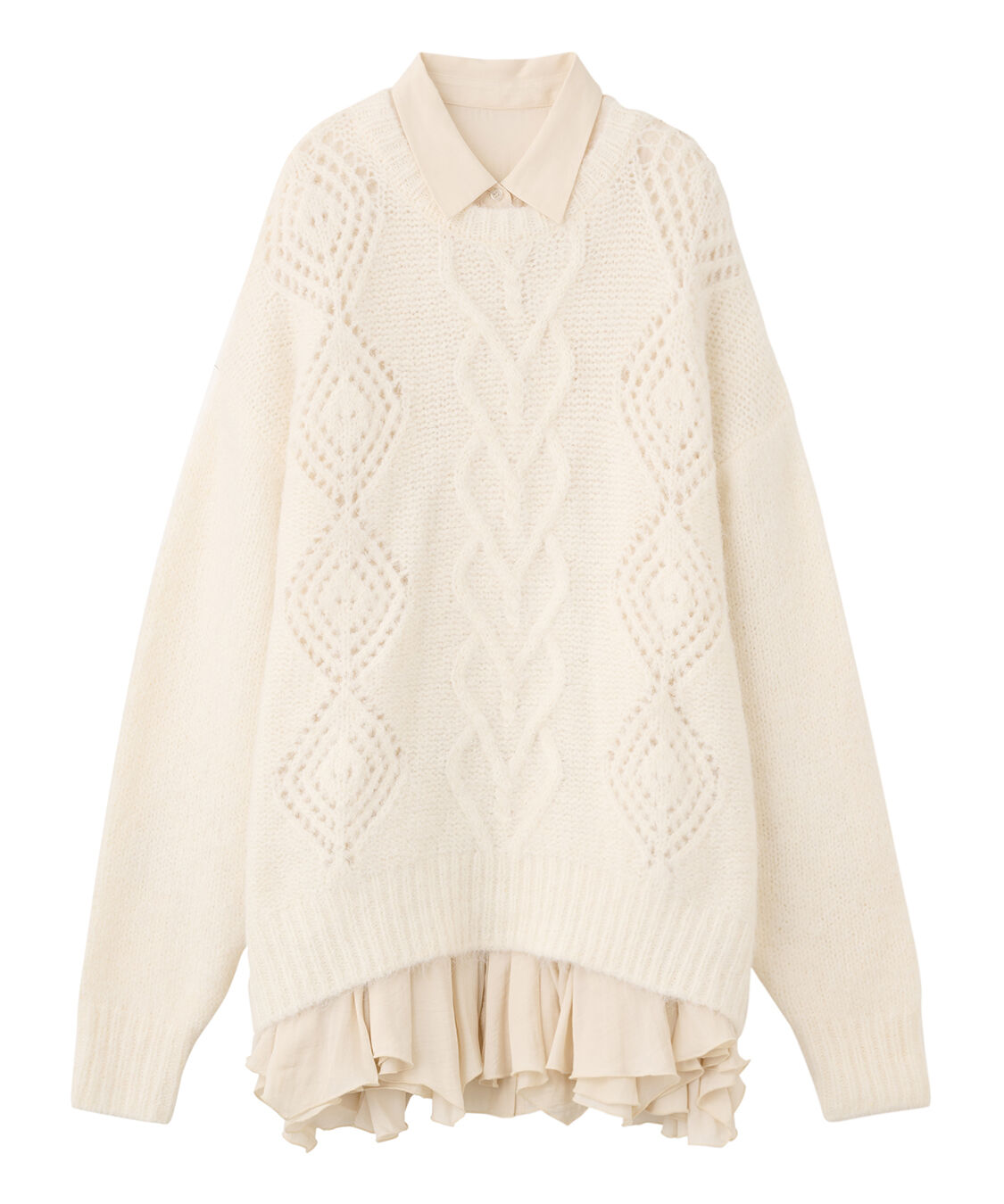 ケーブルニット×ペプラムシャツミニワンピース（COCO DEAL）｜ルミネの