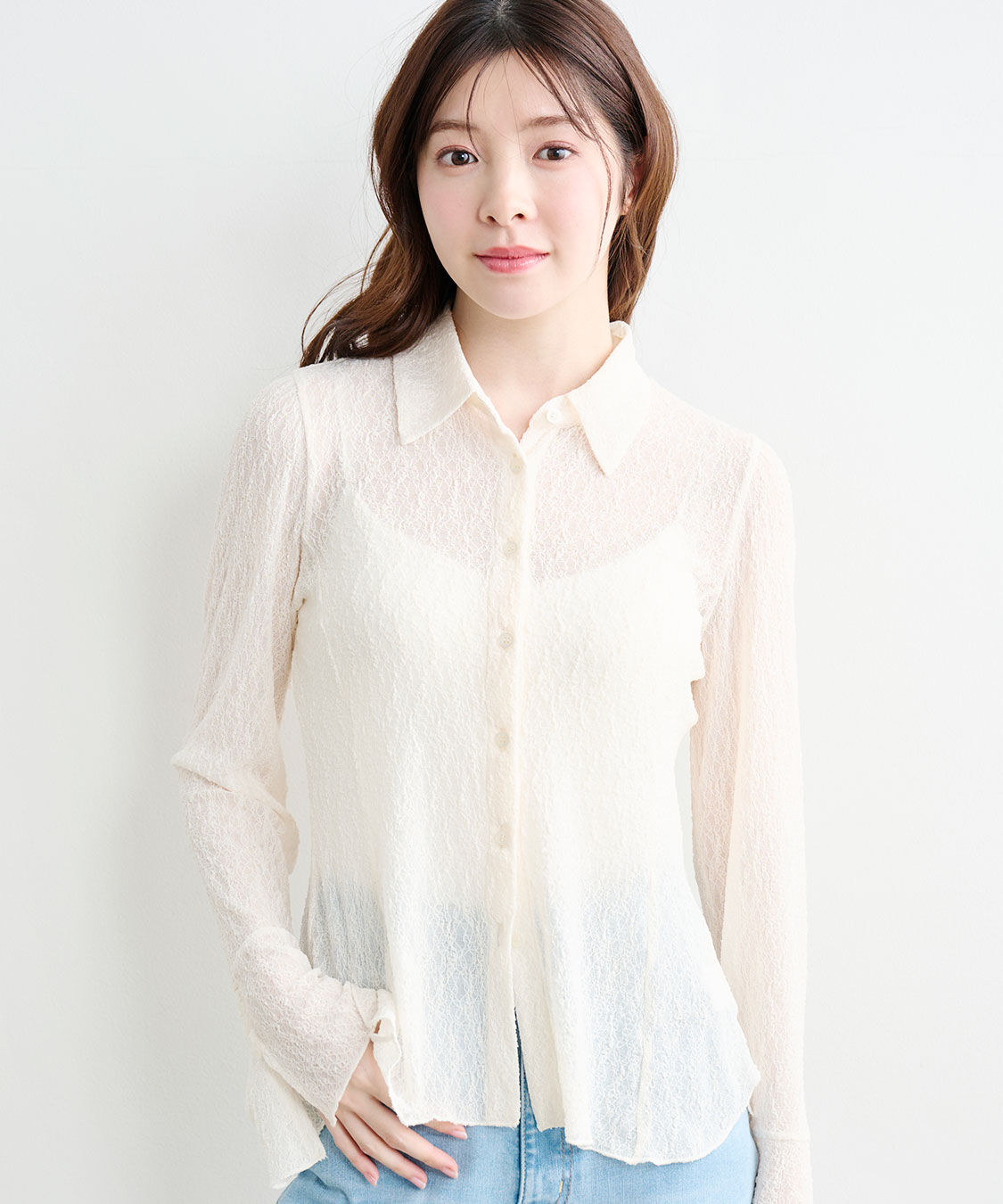 COCO DEAL「ストレッチレースシャツブラウス」|シャツ・ブラウス|