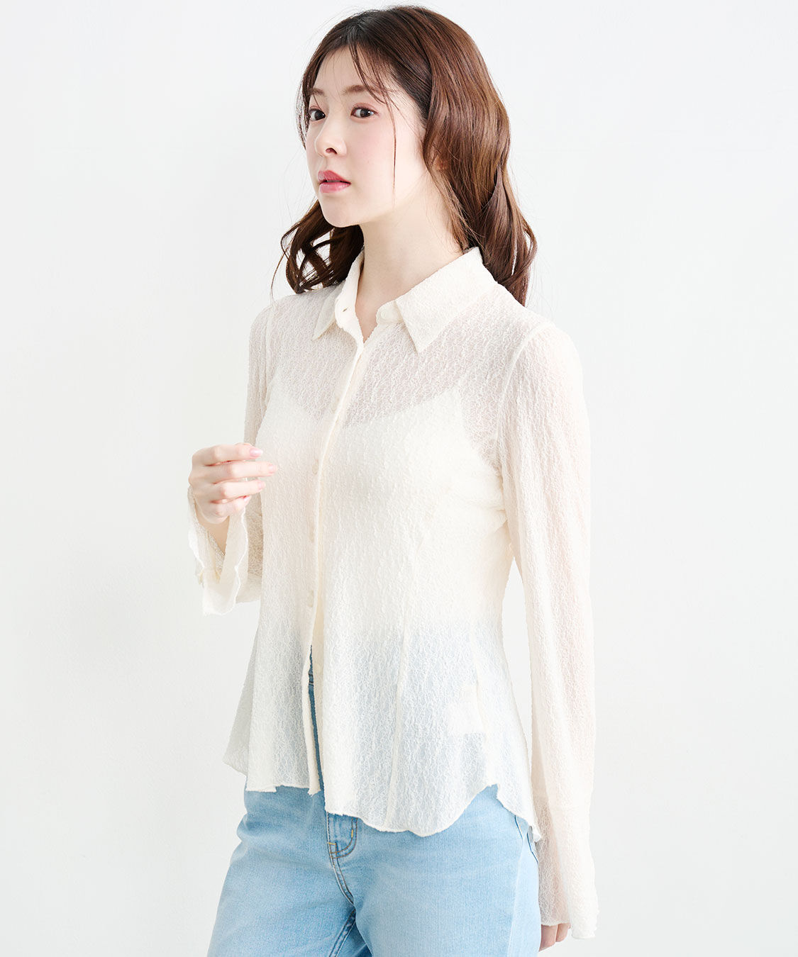 COCO DEAL「ストレッチレースシャツブラウス」|シャツ・ブラウス|