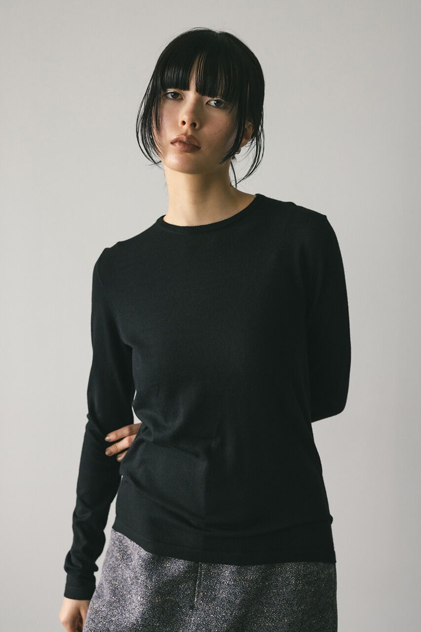 STYLEMIXER「ウォッシャブルクルーネックニット」|ニット・セーター|BLK