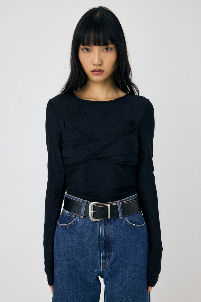 MOUSSY「CROSS GATHER SLIM トップス」|Tシャツ・カットソー|