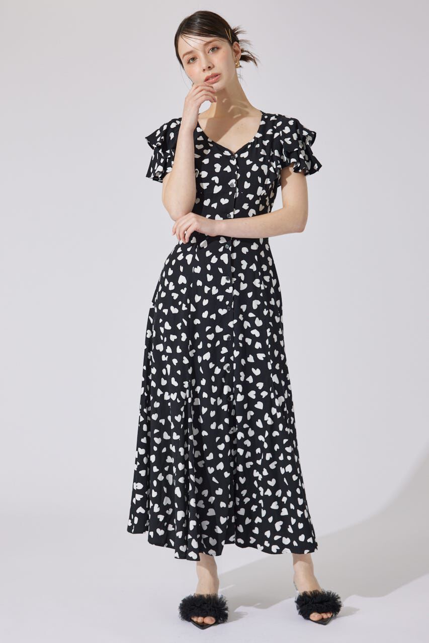 rienda「ダブルフレアスリーブワンピース」|ワンピース|BLK