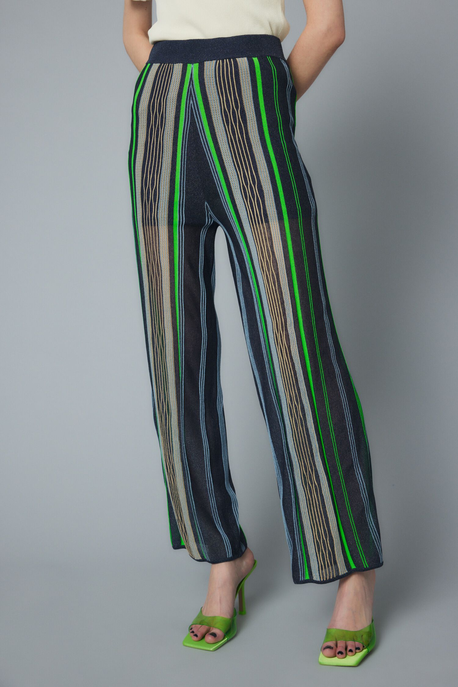 HeRIN.CYE「Sheer stripe knit pants」|その他|