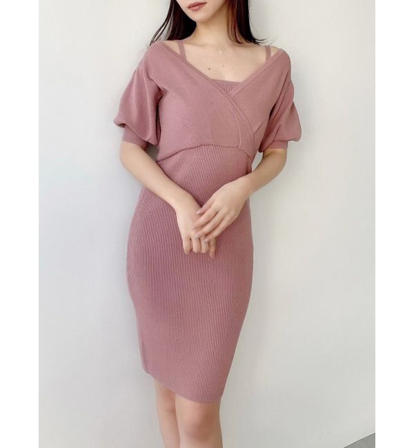 RESEXXY「レイヤードニットワンピース」|ワンピース|ピンク