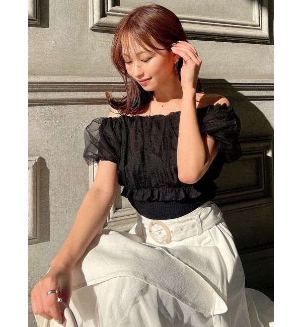 RESEXXY「ボリュームドッキングオフショルニットトップス」|ニット・セーター|