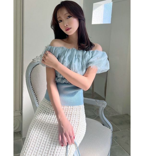 RESEXXY「ボリュームドッキングオフショルニットトップス」|ニット・セーター|