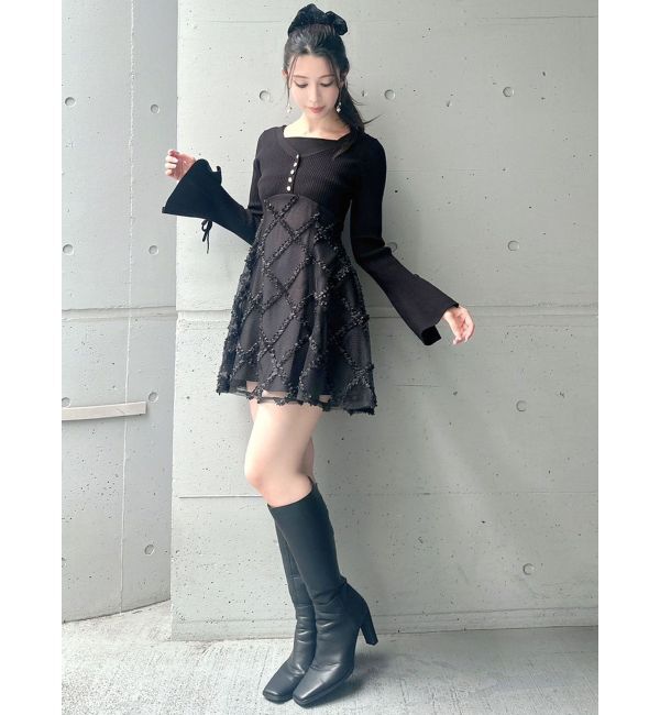 RESEXXY「ドッキングフレアミニニットワンピース」|ワンピース|