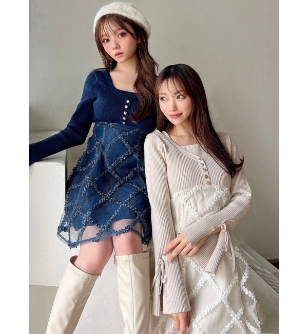 RESEXXY「ドッキングフレアミニニットワンピース」|ワンピース|