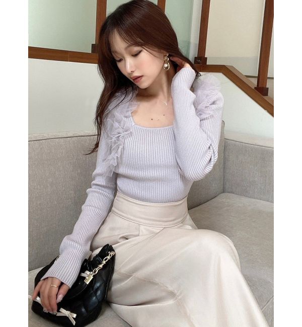 RESEXXY「フリルドッキングニットトップス」|ニット・セーター|