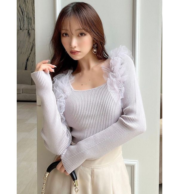 RESEXXY「フリルドッキングニットトップス」|ニット・セーター|