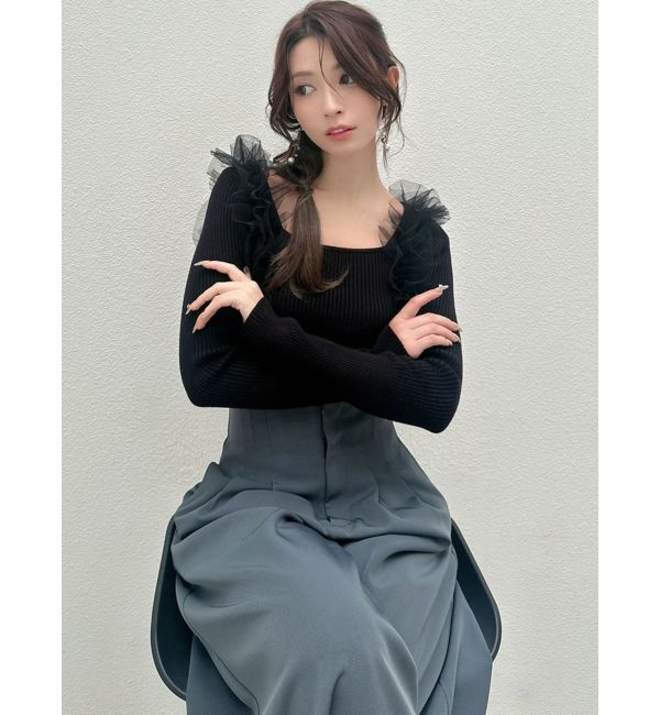 RESEXXY「フリルドッキングニットトップス」|ニット・セーター|