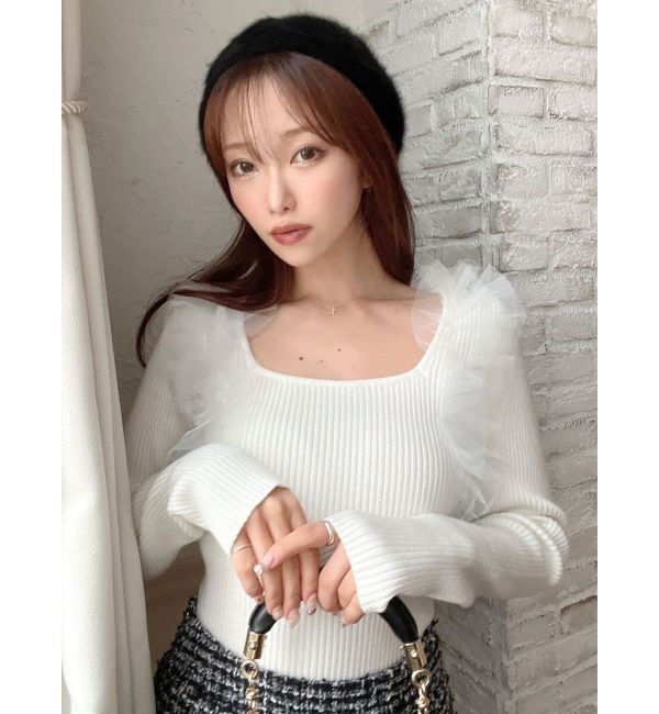 RESEXXY「フリルドッキングニットトップス」|ニット・セーター|